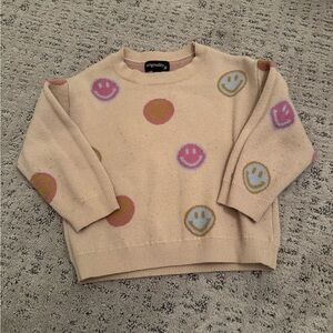 Playful Smiley Face Crew Neck Sweater